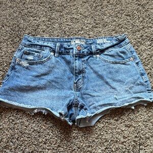 Rewash Blue Distressed High-Rise Denim Shorts